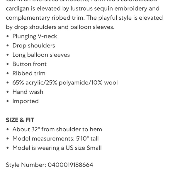 FARM Rio Colorblocked Sequin-Embroidered Cardigan—NWOT Size Small sold out - Picture 14 of 16